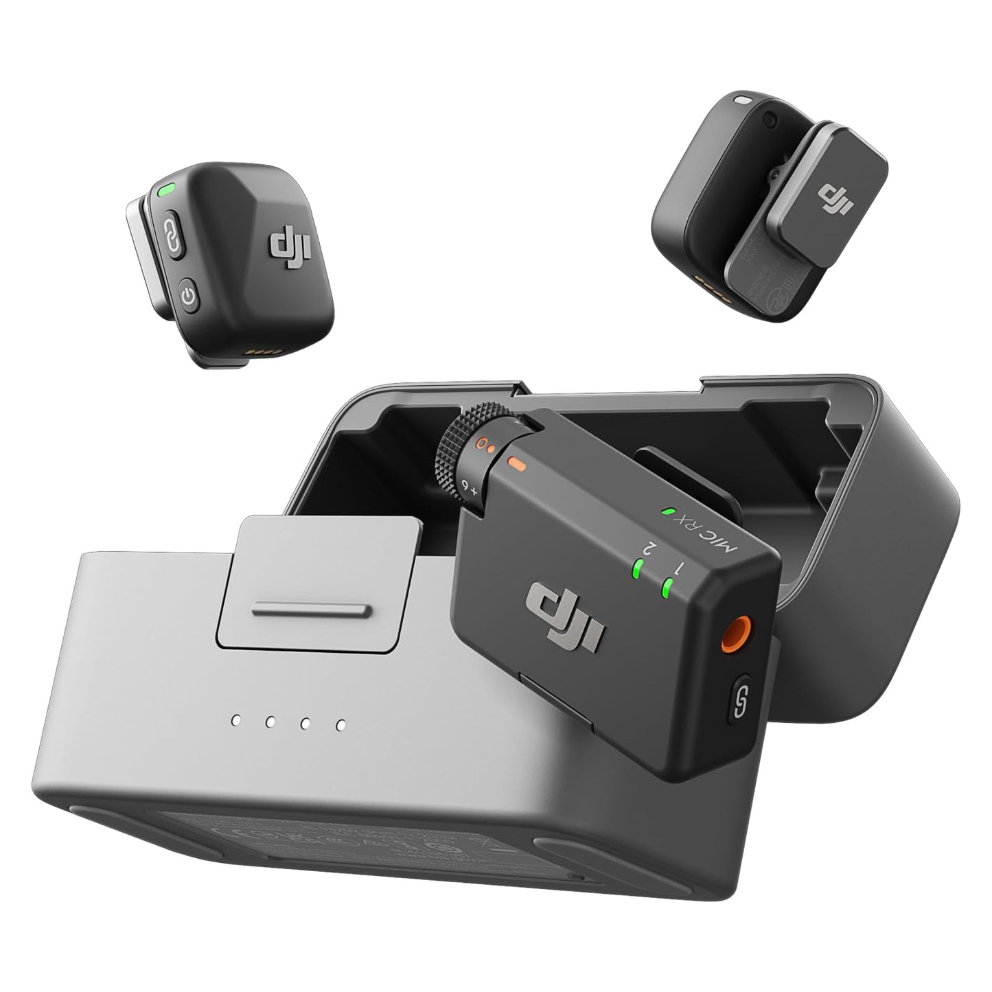 DJI Mic Mini (2 TX + 1 RX + Charging Case), Wireless Lavalier Microphone for iPhone/Camera/Android, Ultralight, Detail-Rich Audio, 48h Use, Noise Cancelling, Automatic Limiting, Vlog, Streaming