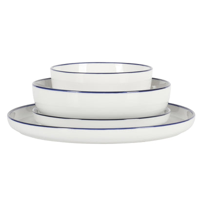 Gibson Home Summer Shades 16 Piece Plates and Bowls Dishes Service for 4 Porcelain Dinnerware Set - White
