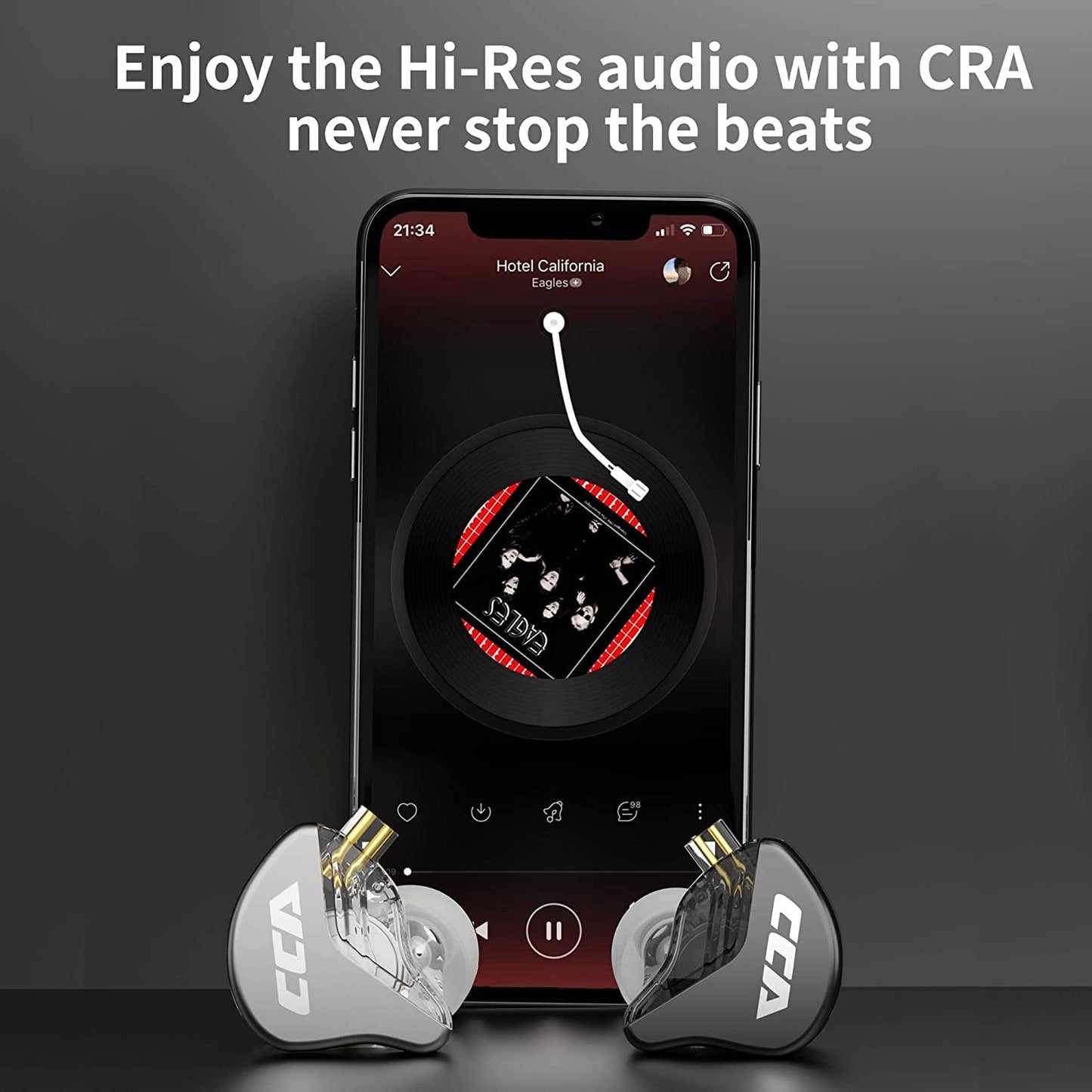 CCA CRA in Ear Monitor Headphones, Ultra-Thin Diaphragm Dynamic Driver Super Bass Clear Sound Gaming Earbuds Wired IEM Earphones with Detachable Cable, in Ears for Singers Musician DJ Stage (White)