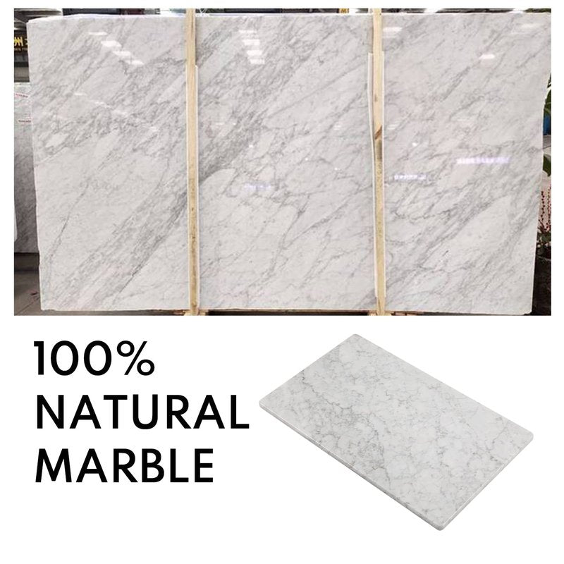 Lovdeco Marble Cutting Board, Pastry Board For Kitchen, Carrara White Marble Slab Gift With Non-Slip Feets, 12x20 Inch, 1 Piece