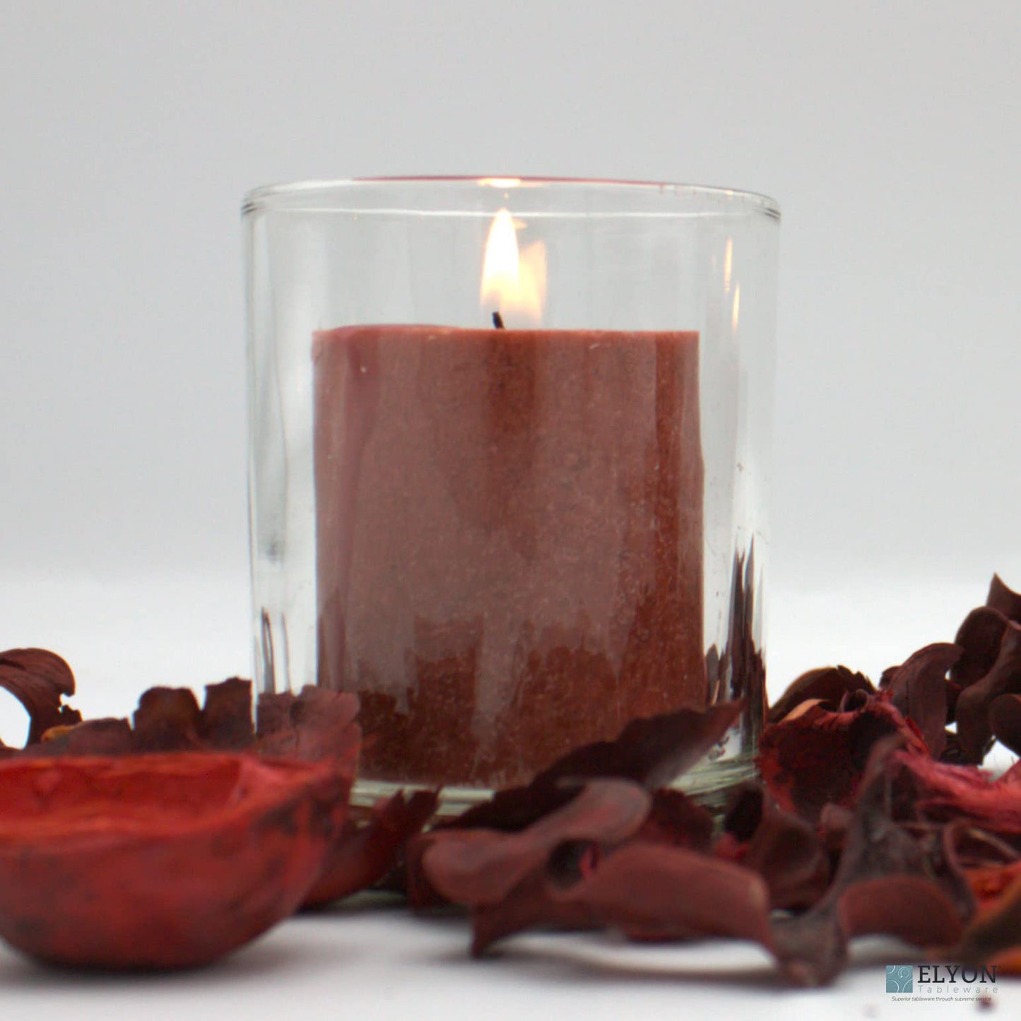 18 Red Colored Unscented Wax Votive Candles in Glass Holder, 24 Hours Burn Time
