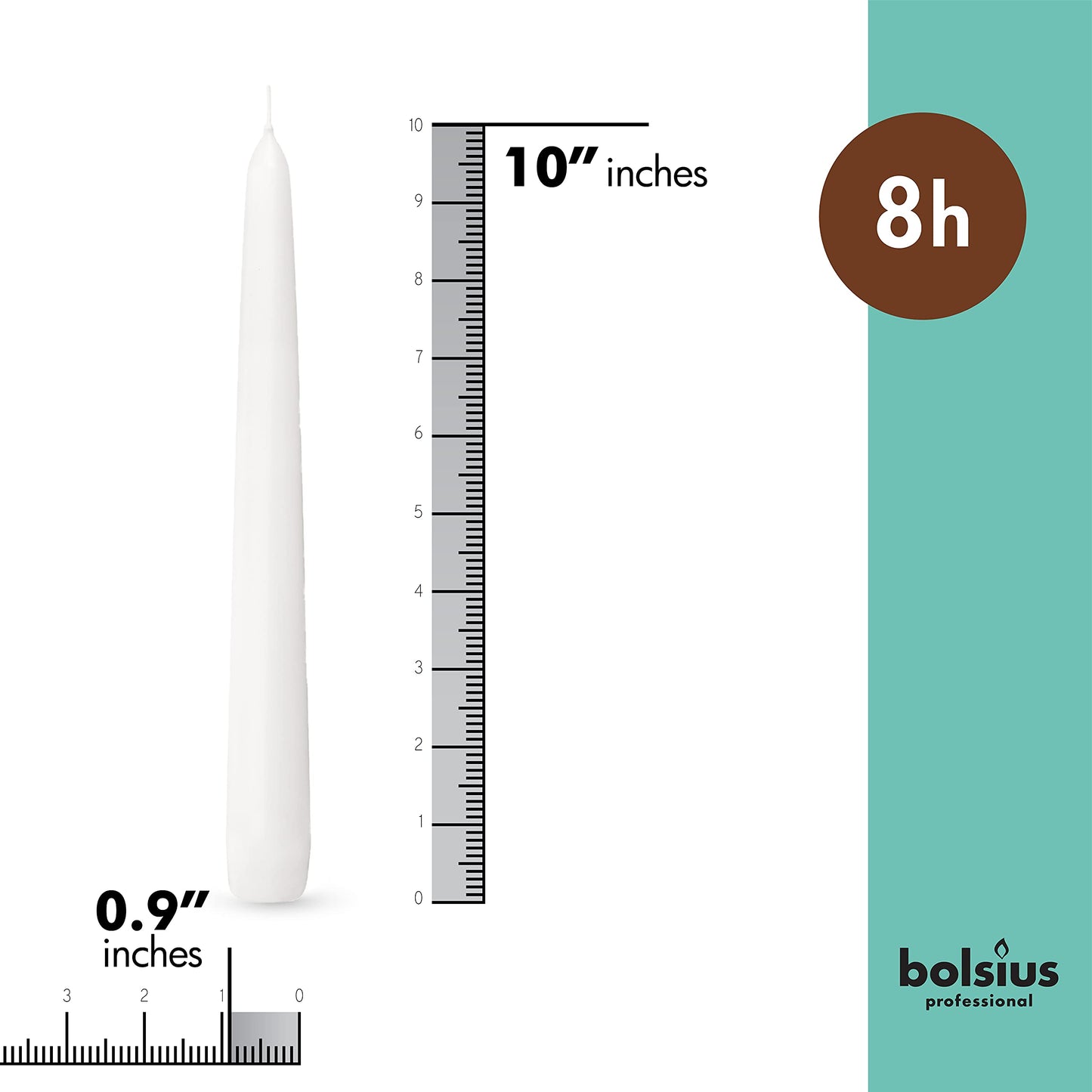 BOLSIUS White Taper Candles - 3 Packs = Total 90 Candles - 8 Hours - Premium European Quality - Consistent Smokeless Flame - Unscented Dripless Candlesticks