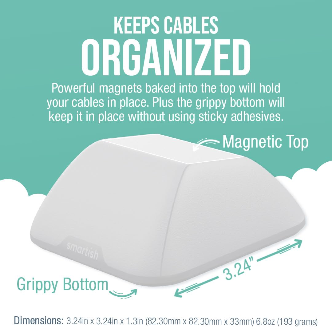 Smartish® Magnetic Cord Holder - Cable Wrangler Organizer with Magnet Clips for Charger Management on Desktop, Nightstand, or Side Table for All Cables, USB-C, Lightning Cables - Lightly Toasted Beige