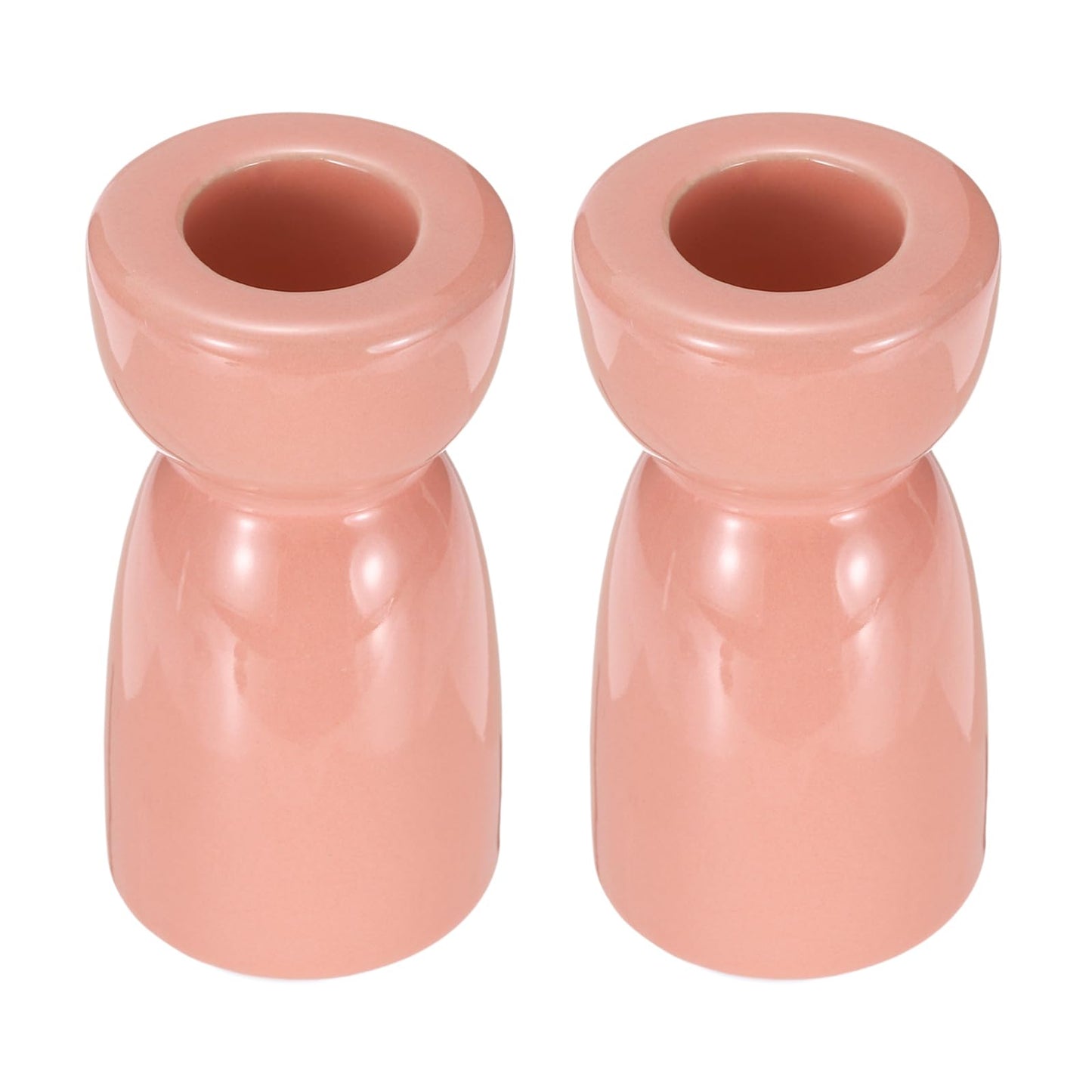 uxcell 2 Pack Candlestick Holder Bright Pink Ceramic Taper Candle Holder Candle Stand Holders Modern Style Decoration for Centerpiece Tabletops Anniversary