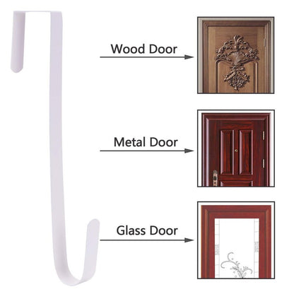 Sattiyrch 12" Wreath Hanger for Front Door,Steel Over The Door Hanger Hook,Wreath Door Hanger (White,4)