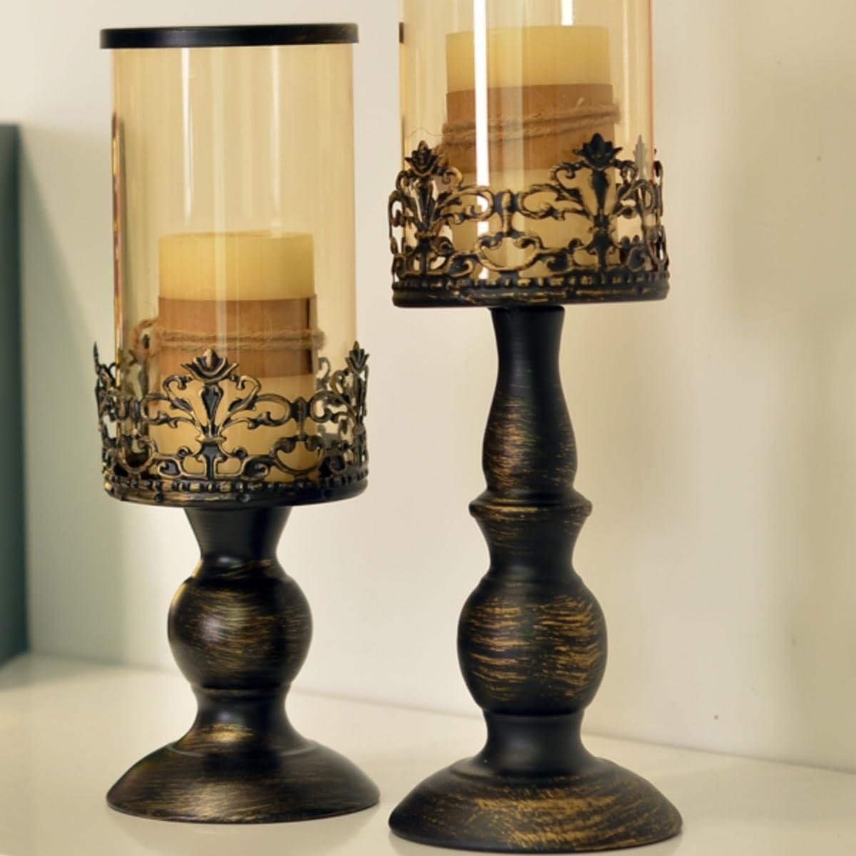 cfycfy987 Candelabra Retro Old Candlestick Home Living Room Porch Glass Ornaments Wedding Decoration Candle Holder Candle Sticks Holder(Small)