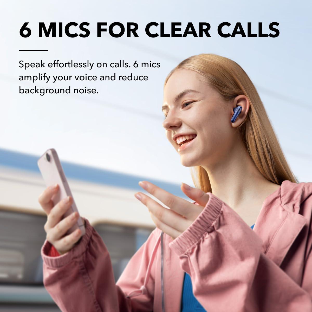 Soundcore by Anker Liberty 4 NC Wireless Earbuds, 98.5% Noise Reduction, Adaptive Noise Cancelling to Ears and Environment, Hi-Res Sound, 50H Battery, Wireless Charging, Bluetooth 5.3