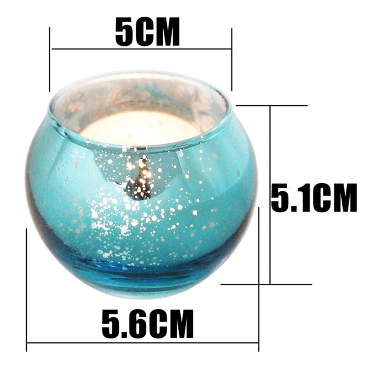 Hemobllo Spotted Blue Glass Candle Holders 12pcs Hollow Decorative Candle Cups for Home Décor, Hotel, and Party Table Centerpieces