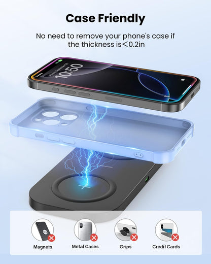 Wireless Charger, 10W Max Dual Charging Pad for iPhone 15/14/14 Plus/13 Pro Max/Pro/Mini/12/11, Airpods 3/2/Pro, Samsung S22/S21, QC 24W Adapter, Charging Adapter