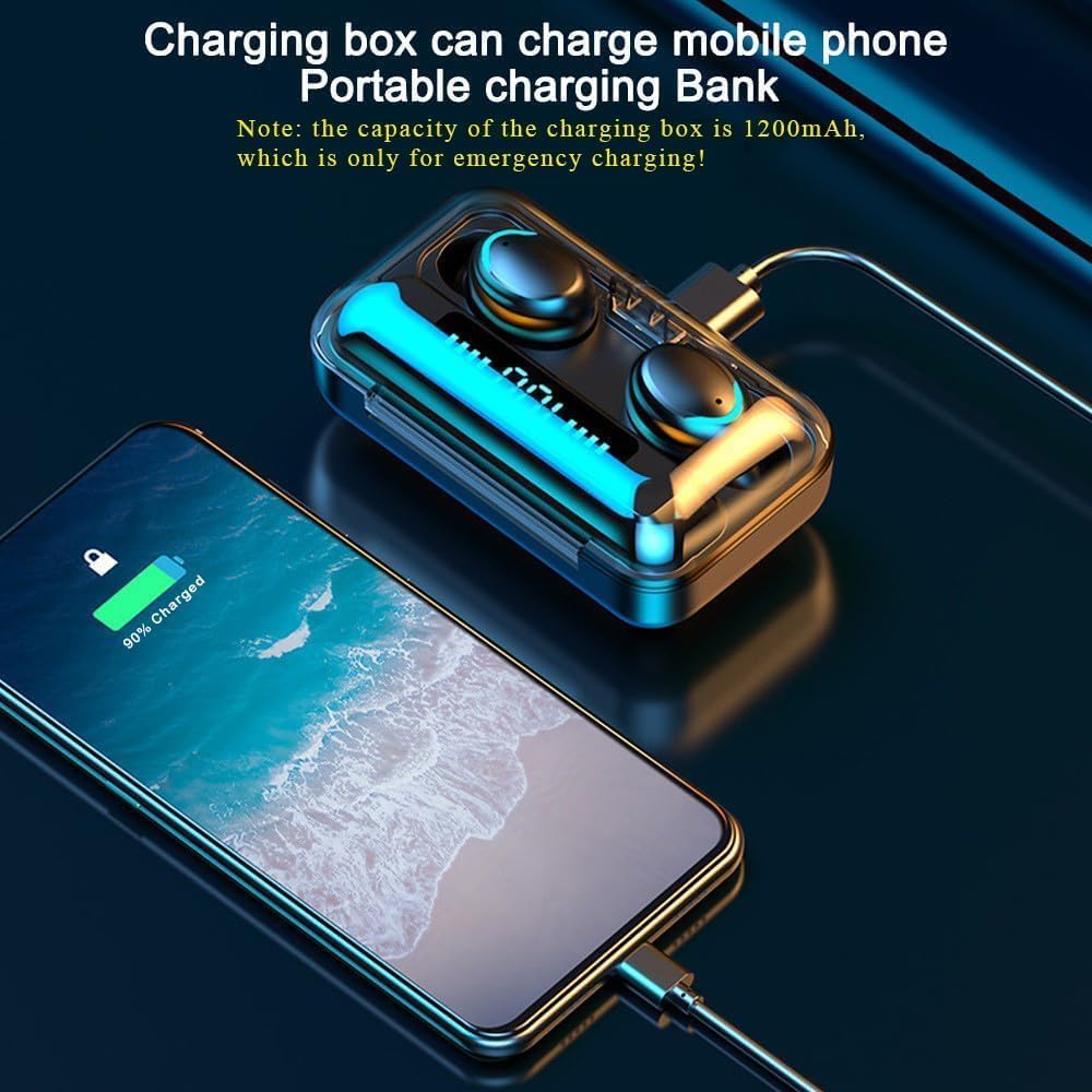 MOYAWSDGN Wireless Earphones, Wireless Earbuds, HiFi Stereo, Bluetooth 5.3 Touch Control Noise Rduction Headphones, Mini Eear Buds Mic in-Ear Headphones IP7 Waterproof Led Display for Smartphone
