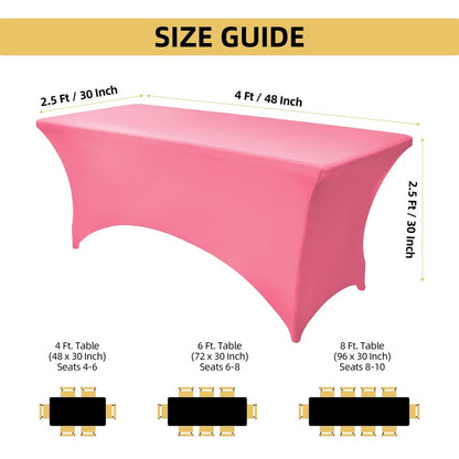 ZarzaaSik 6-Pack 8ft Spandex Table Covers for Rectangle Folding Tables - Washable Elastic Tablecloth - Ultimate Fitted Table Protector for Birthday Parties, Trade Shows, Banquet