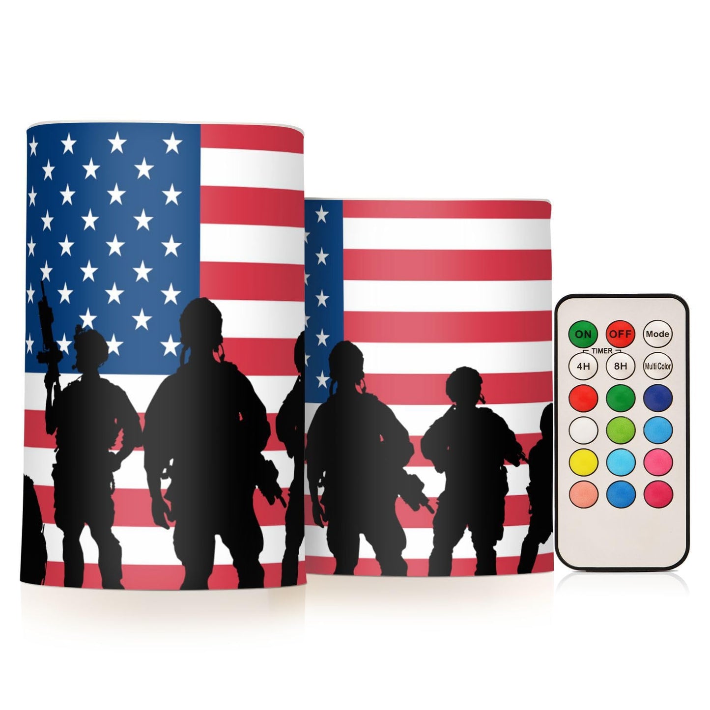 Eionryn American Flag Military Soldiers with Rifle Flameless Candles Patriotic 4th Of July Independent Labor Day Battery Operated LED Candles with Remote Timer Electric Candles for Home Party Decor 2