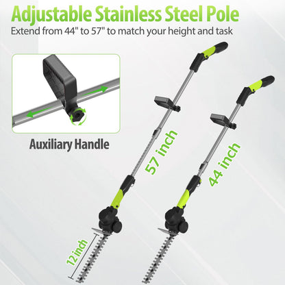 3-in-1 Cordless Hedge Trimmer: 13ft Reach & Adjustable Pole Hedge Trimmer - Lightweight with Dual Batteries - Grass Shears for Women Seniors - Garden Lawn Shrub Pruning Tool