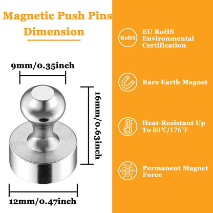 25Pcs Strong Fridge Magnets, Refrigerator Magnets for Whiteboard, Magnetic Push Pins Small Whiteboard Magnets for Classroom, Magnetic Decorative Magnets, Locker Accessories and Dry Erase Magnets