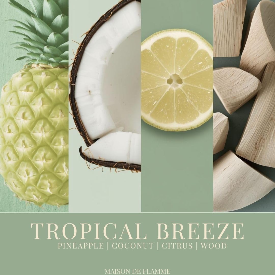 MAISON DE FLAMME Tropical Breeze Odor-Eliminating Scented Candle (White Jar, 200g/7oz) | Long-Lasting Premium Soy Wax Candle for Smoke, Kitchen & Pet Odors