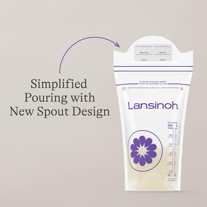 Lansinoh Breastmilk Storage Bags, 100 Count, Baby Essentials, Fast Freeze & Thaw Breast Milk Bags for Baby Bottle Feeding, Superior Strength & Stretch, 6 Ounce