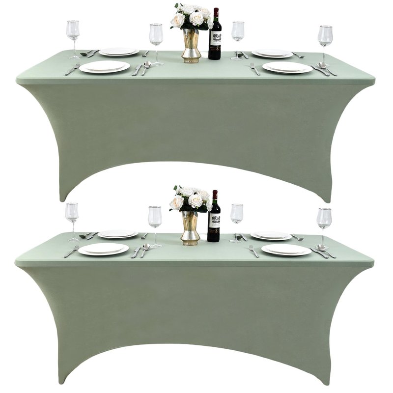 ZarzaaSik 122 6-Pack 6ft Spandex Table Covers for Rectangle Standard Folding Tables - Wrinkle Resistant Stretch Tablecloths - Ultimate Fitted Table Protector for Parties, Banquet, and Wedding