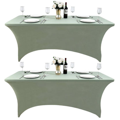 ZarzaaSik 118 2-Pack 4ft Spandex Table Covers for Rectangular Folding Tables - Wrinkle Resistant Stretch Tight Table Cloths - Ultimate Fitted Table Protector for Parties, Banquet, and Wedding