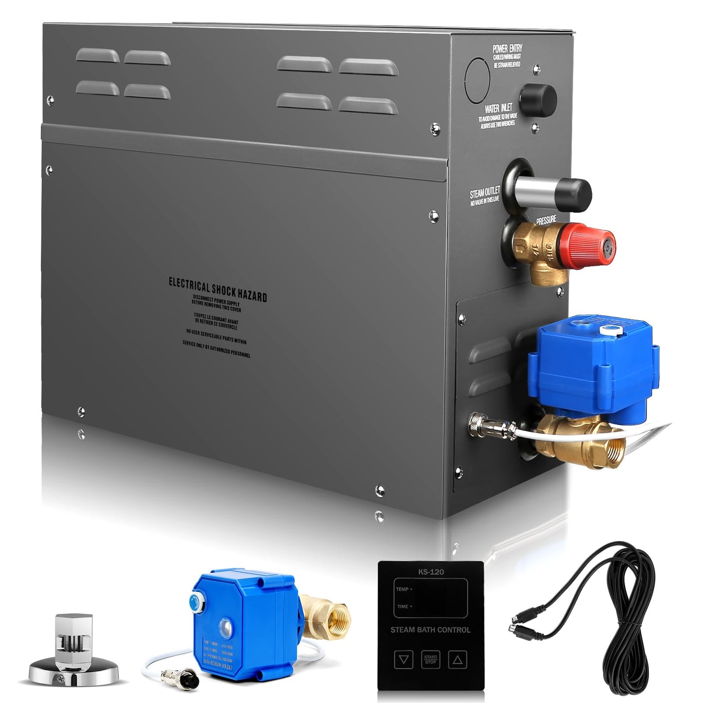 6KW Steam Generator-Quick start continuous steam，with Black digital control panel Self-Draining System, 95-131°F Temp Control,Can be used for heating a space area of 6m³/211Cu.ft.(6KW 220V)