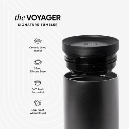 Simple Modern Travel Coffee Mug Tumbler with 360° Lid | Ceramic-Lined Insulated Stainless Steel Cold Brew Iced Coffee Cup | Gifts for Women Men Her Him | Voyager Signature | 12oz | Blue Dune