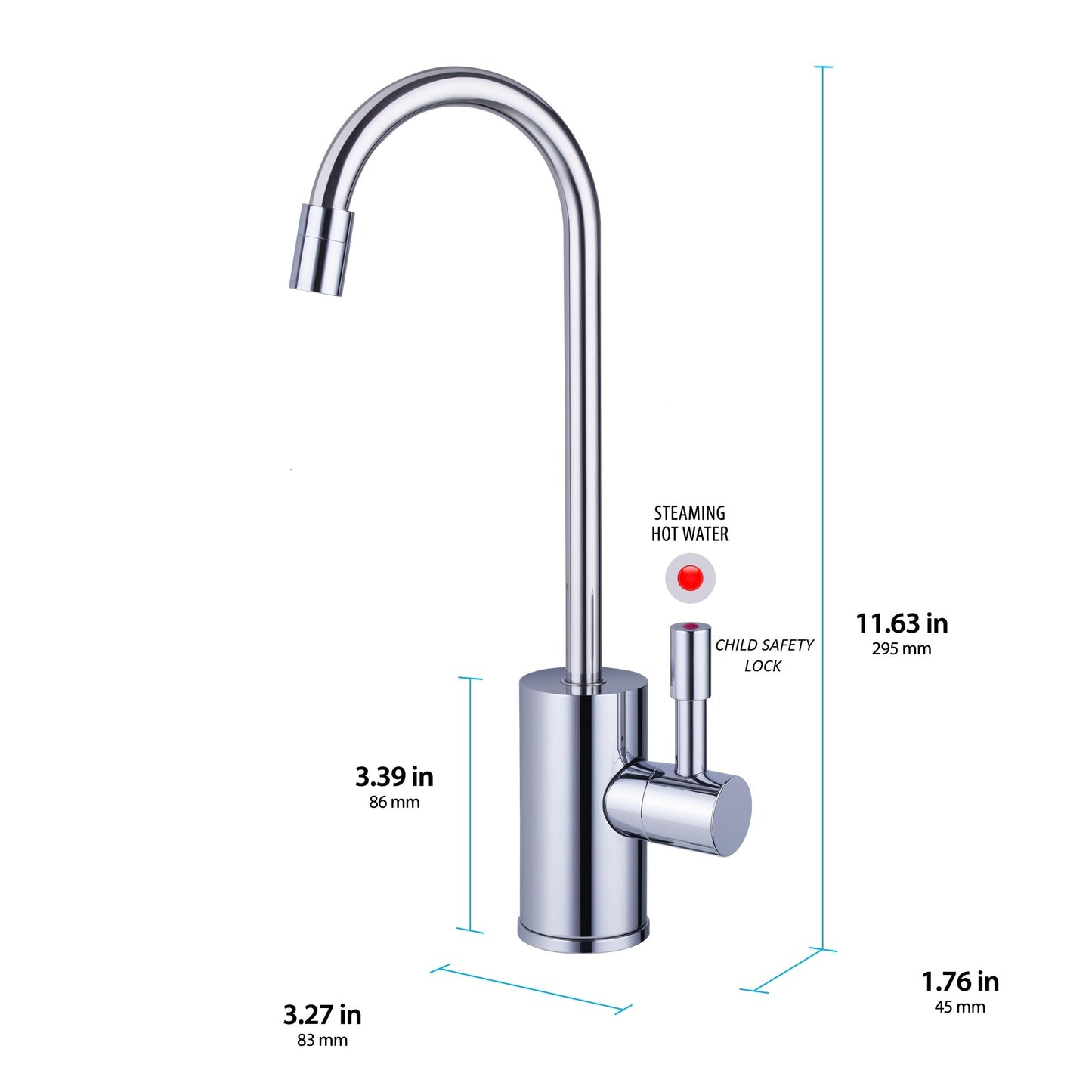 Ready Hot 41-RH-200-F570-CH Instant Hot Water Dispenser System, 2.5 Quarts Manual Dial Single Lever Hot Water Faucet, Polished Chrome