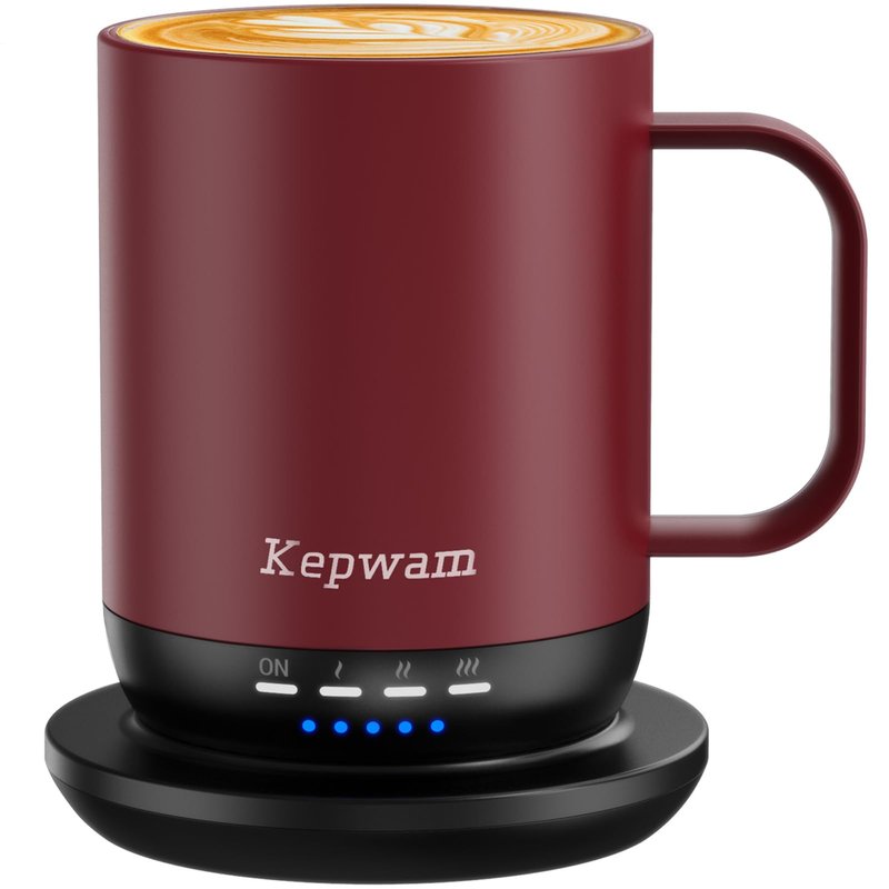 Kepwam Self Heating Coffee Mug T1-16oz(14 oz with lid) Fast Heating & Ultra Long-Lasting Battery Life, Heated Coffee Mug Up to 149℉ - Touch & App Controlled Coffee Mug, Birthday Gifts for Women and Men