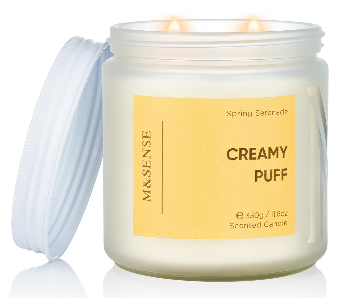 M&SENSE Sandalwood Gardenia Large Soy Candles, 11.6oz Natural Non Toxic Scented Candles for Home, 70-Hour Long Lasting Burning, 2 Wicks Spring Smelling Romantic Valentines Gift for Her/Him