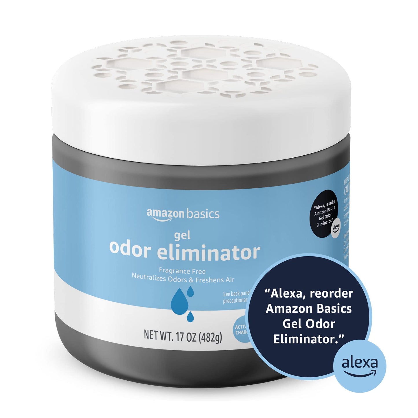 Amazon Basics Gel Odor Eliminator, Activated Charcoal, Fragrance Free, 17 Oz, Pack of 1