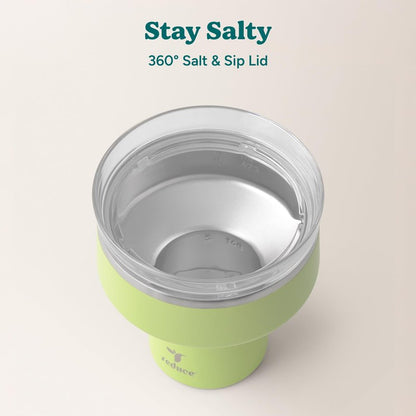 REDUCE Saltini 16 oz Cocktail Tumbler - Insulated Margarita Tumbler with Lid - Keeps Drinks Cold for 10 Hours - 360 Sippable Martini Glass Alternative - Shatterproof, Perfect for Parties - Mojito