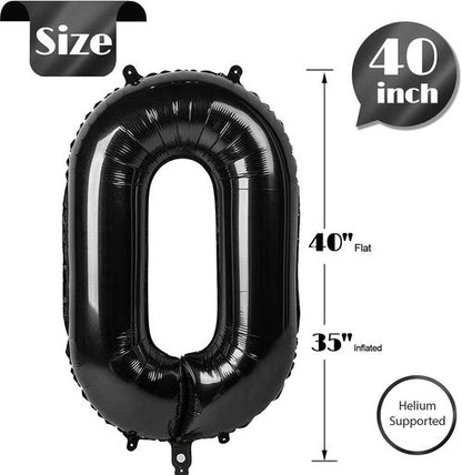 Black Number Balloons by [Brand Name] - 40 Inch, Perfect for Birthday Celebrations | Ideal for Ages 10-80