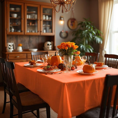 sancua Rectangle Tablecloth - 70 x 108 Inch - Stain and Wrinkle Resistant Washable Polyester Table Cloth, Decorative Fabric Table Cover for Dining Tables, Buffet Parties and Camping, Orange