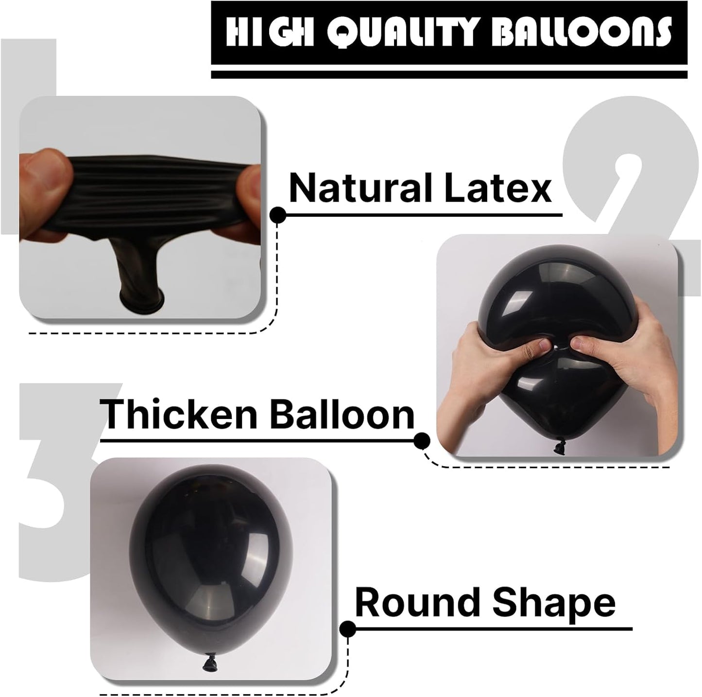 PartyWoo Black Balloons - 99-Piece Arch Kit with Various Sizes for Baby Showers, Birthdays & Anniversaries