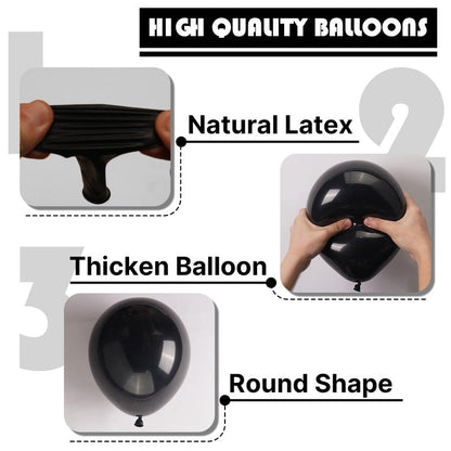 PartyWoo Black Balloons 100 pcs 12 Inch Latex Helium Matte Black Balloons for Baby Shower Birthday Graduation Casino Gaming Anniversary Retirement Pirate Race Car Theme Party Decorations Black-Y18
