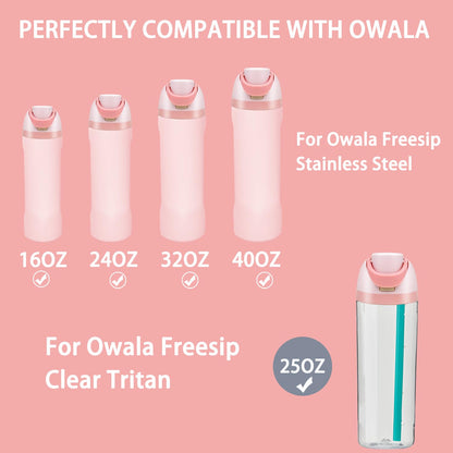 NebkDask Replacement Lid for Owala Freesip,Compatible with Owala Cup 16oz 24oz 32oz 40oz,BPA-Free,Leakproof Cap Water Bottle for Owala Bottles with Two Stoppers and Two O Seal Rings(Pink)