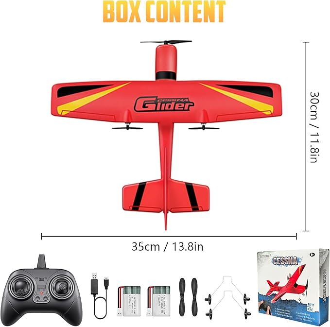 HAWK'S WORK 2 Channel RC Airplane Ready to Fly 2.4GHz Remote Control Plane Easy to Fly Glider for Kids &amp Beginners (Blue)