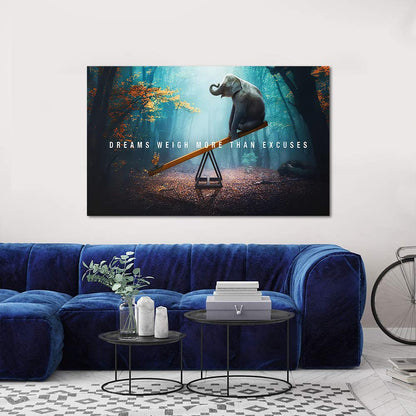 Inspirational Wall Art for Office Quotes Theme Home Wall Decor Dreams Weigh More Than Excuses Animal Life Motivational Framed Artwork Decor Modern Gallery Wrap Hanging Poster-44 W x 28" H