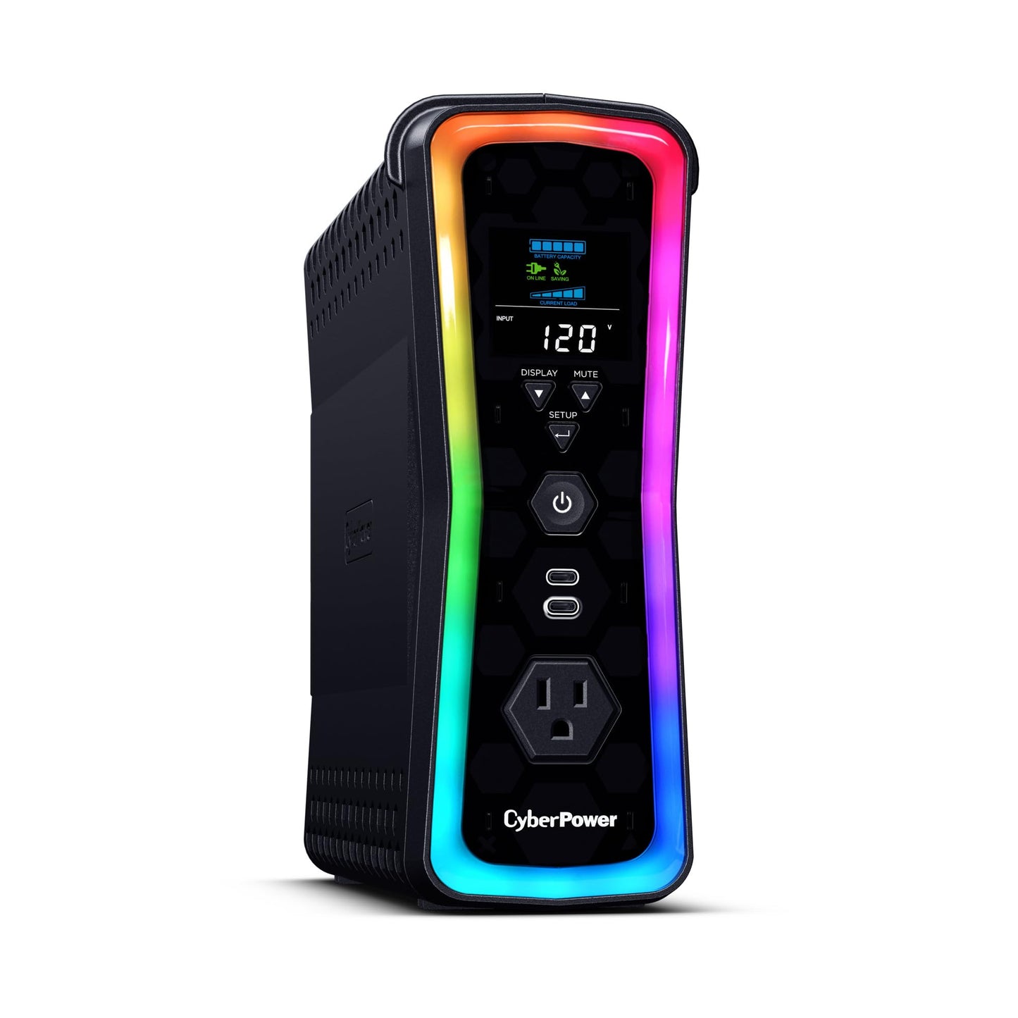 CyberPower GX150C2-E Gaming UPS Battery Backup and Surge Protector, 1500VA/1000W, RGB Lighting, 13 Outlets, USB‑C Charging, UL Certified