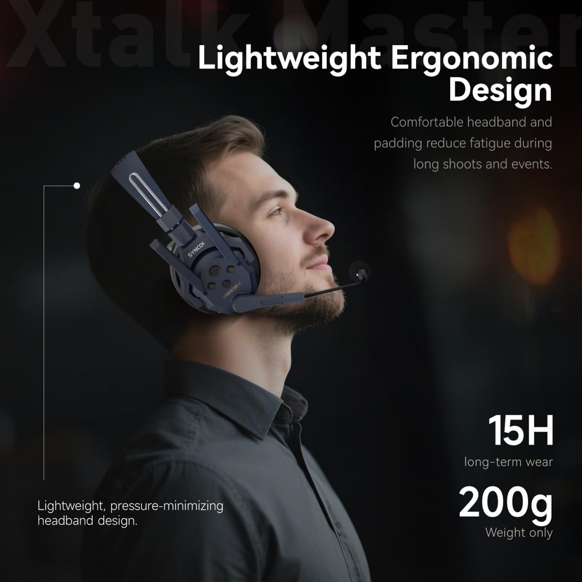 SYNCO Xtalk Master 4 Users Wireless Intercom Headset System Communication Headsets for 4 Persons, 500m Range 1640ft 2.4GHz ENC Noise Cancellation USB-C UAC Connectivity 15H Battery (XM4/4 PCS)