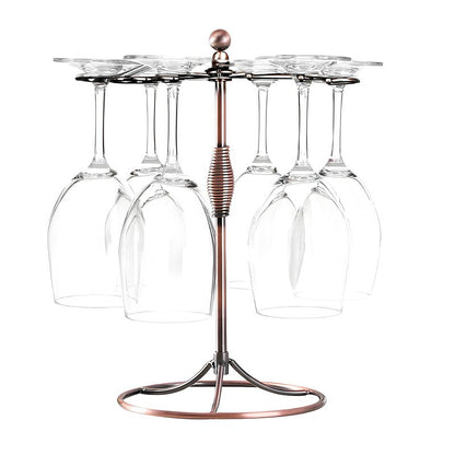 GeLive Bronze Wine Glass Holder Stand, Antiqued Countertop Freestanding Stemware Drying Rack, Artistic Tabletop Glass Display Hanger With 6 Hooks for Home and Bar Storage
