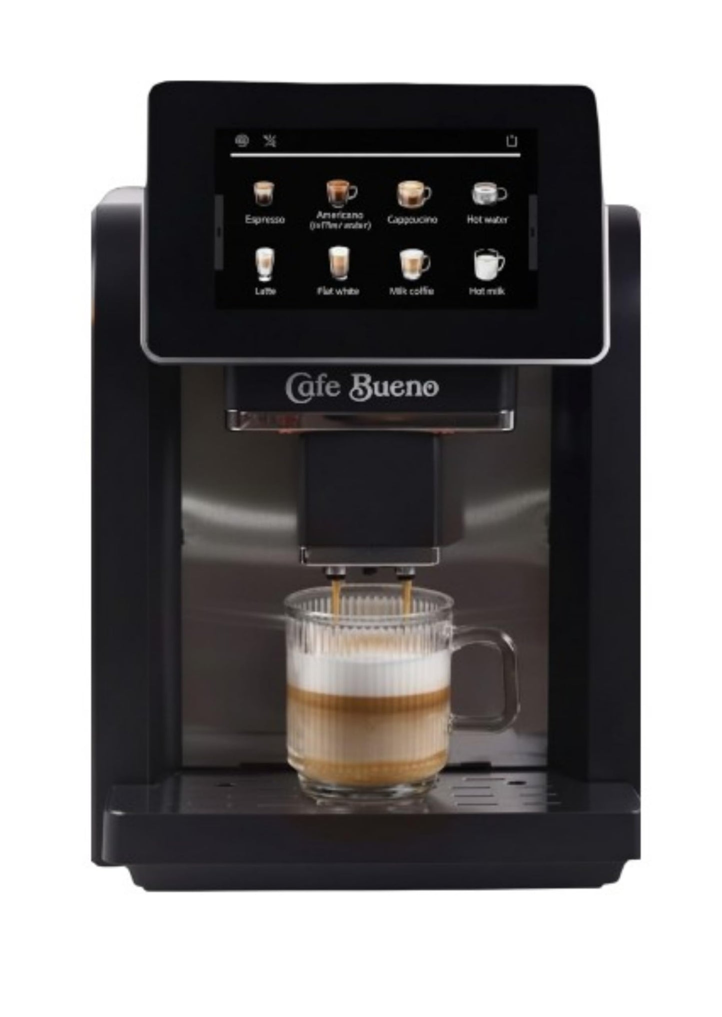 Cafe Bueno Super Automatic Espresso Machine CB-3500 For Home - Coffee Machine With Grinder & Milk Frother For Latte, Cappuccino, Macchiato - Auto Wake & Sleep – Supports Plant Based Milks