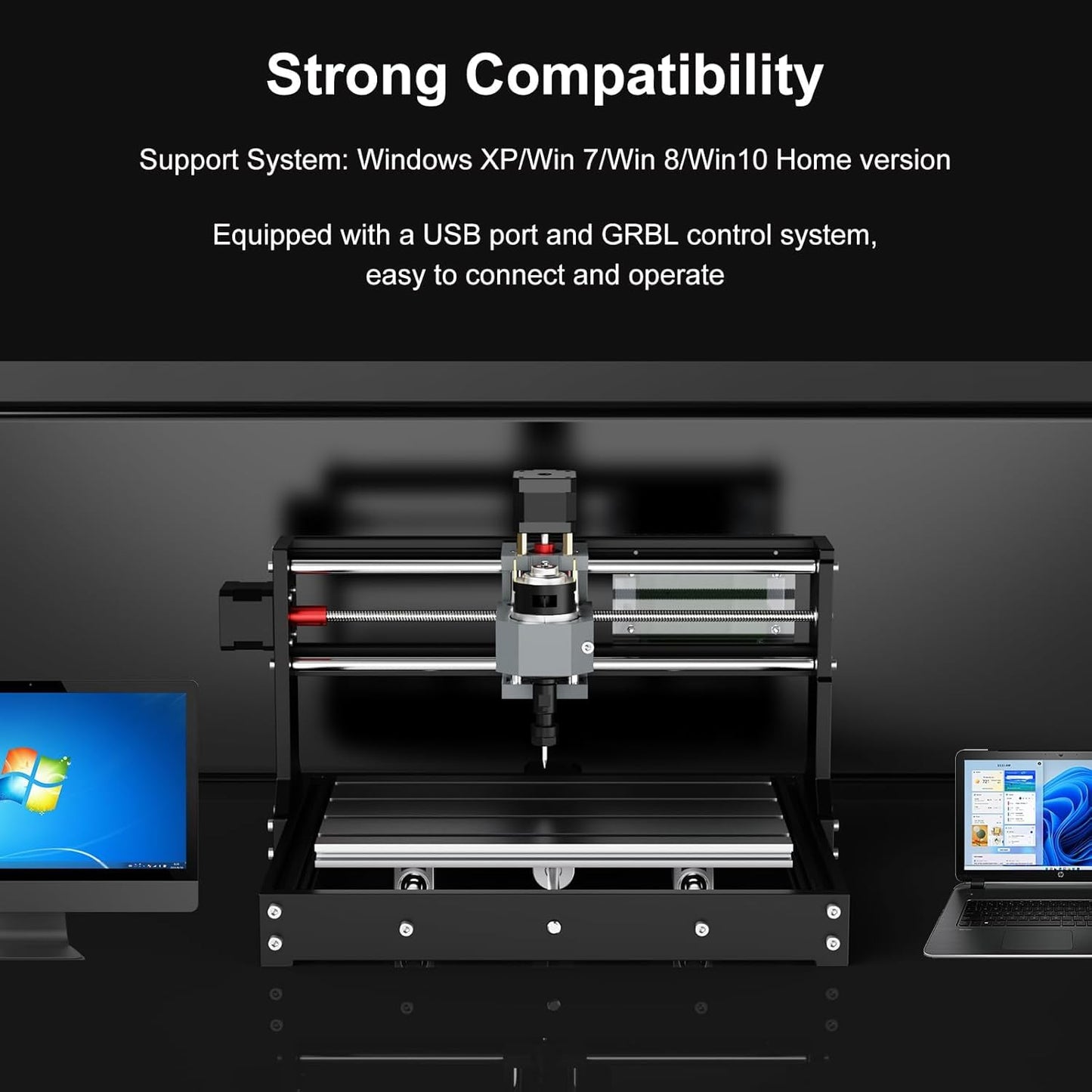 TTC3018 CNC Router Machine 3-Axis Engraving Machine Metal Engraver GRBL Control with Built-in WiFi, 775 Spindle Motor, Engraver Desktop CNC for Wood, Acrylic, Plastic, Aluminum (Black)