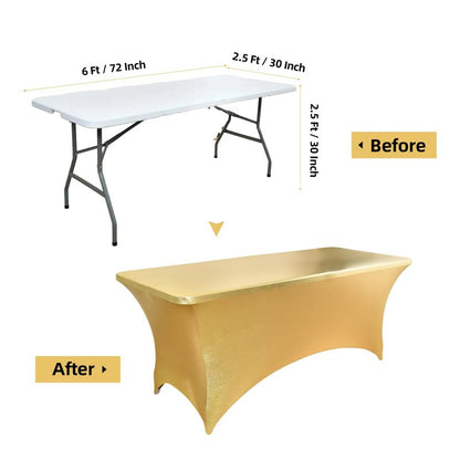 ZarzaaSik 10-Pack 8ft Spandex Table Covers for Rectangle Folding Tables - Washable Elastic Tablecloth - Ultimate Fitted Table Protector for Parties, Trade Shows, Banquet, and Wedding