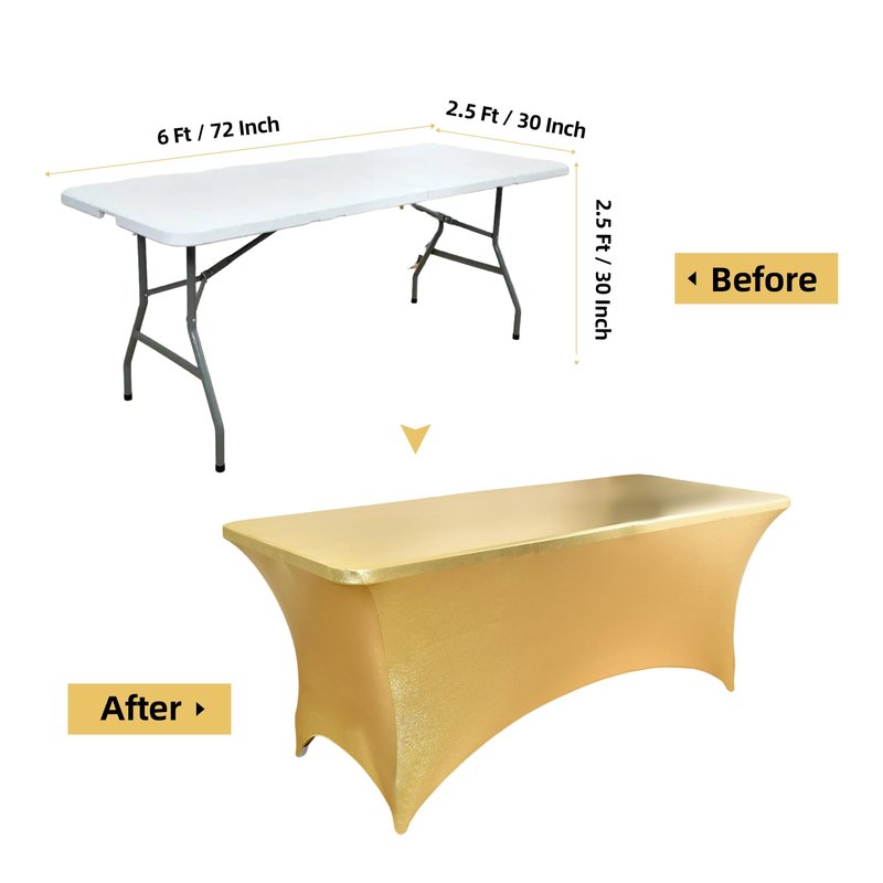 ZarzaaSik 2-Pack 6ft Spandex Table Covers for Rectangle Standard Folding Tables - Wrinkle Resistant Stretch Tablecloths - Ultimate Fitted Table Protector for Parties, Trade Shows, Banquet