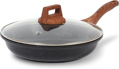 Eslite Life Nonstick Ceramic Frying Pan - Safe & Versatile Skillet with Lid | 8" Black, Compatible with All Stovetops