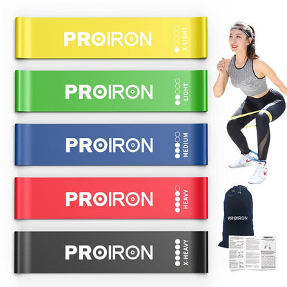 PROIRON Resistance Loop Bands, Exercise Bands Set of 5 Rubber Latex Anti-Slip Resistance Band for Workout, Stretching, Physical Therapy, Yoga and Home Fitness with Carrying Bag
