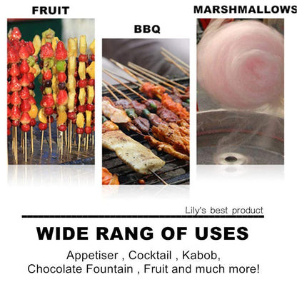 12" Natural Bamboo Skewers for BBQ，Appetiser，Fruit，Cocktail，Kabob，Chocolate Fountain，Grilling，Barbecue，Kitchen，Crafting and Party. Φ=4mm, More Size Choices 6"/8"/10"/14"/16"/17.5"/30"/36"(1000 PCS)