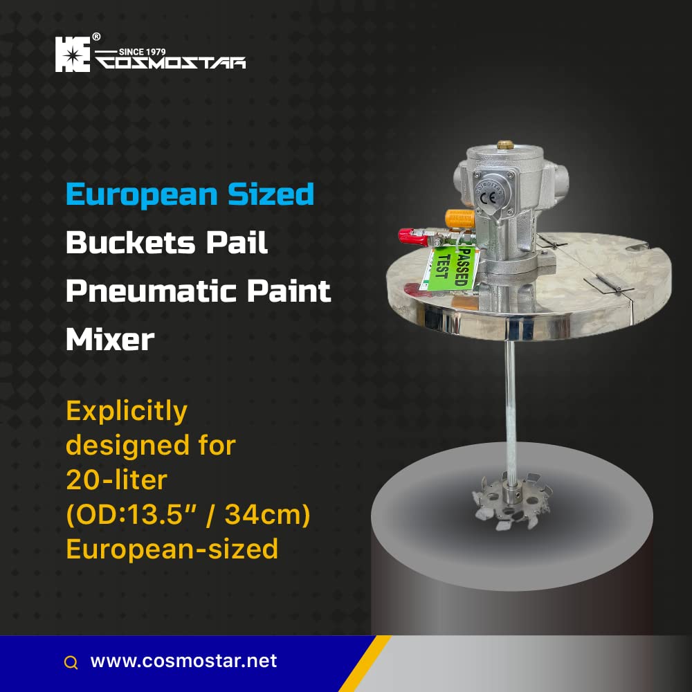 COSMOSTAR Round Cover for European Sized Bucket (13.7" / 35 cm) Pneumatic Pail Agitator Paint Mixer | European Sized Bucket Mixer | Pneumatic Bracket Mixer | Paint Agitator(RC40)