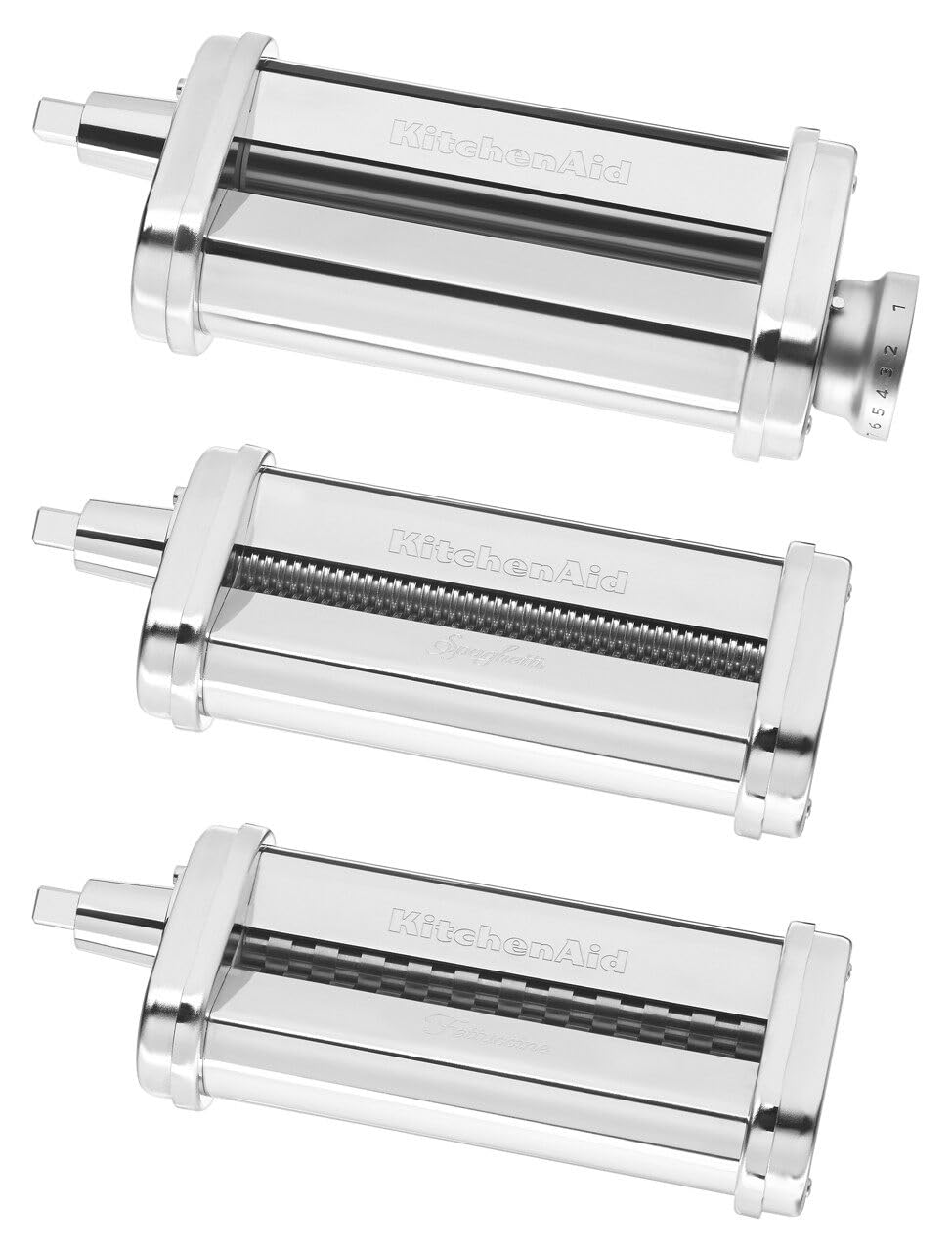KitchenAid KSMPRA Stand Mixer Attachment Pasta Roller & Cutter, 3-Piece Set, Stainless Steel & 7-Speed Hand Mixer - KHM7210 - Contour Silver