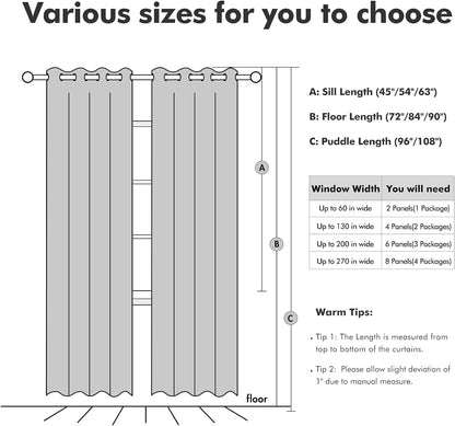 MIULEE 100% Blackout Linen Textured Curtains - Solid Thermal Insulated Bright White | 52 x 108 Inch (2 Panels) for Luxury Bedroom Decor