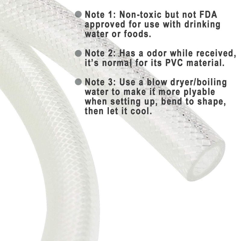 3/8" ID x 10 Ft High Pressure Braided Clear PVC Vinyl Tubing Flexible Vinyl Tube, Heavy Duty Reinforced Hose Tubing, BPA Free and Non Toxic